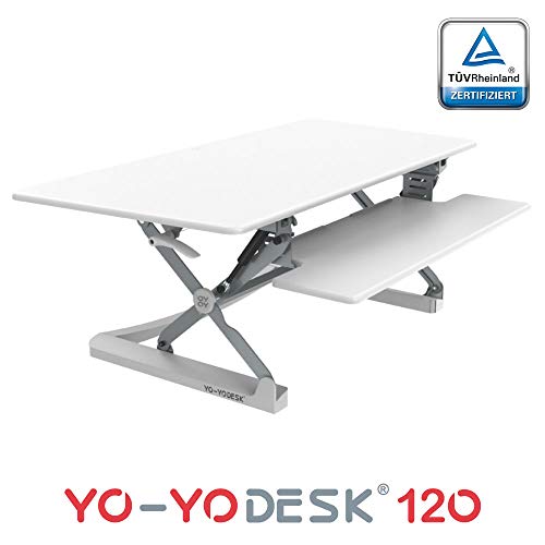 Yo-Yo DESK, Yo-Yo DESK® 120 (WHITE) Height Adjustable Standing Desk [120cm Wide]. Superior sit-stand solution suitable for all workstations