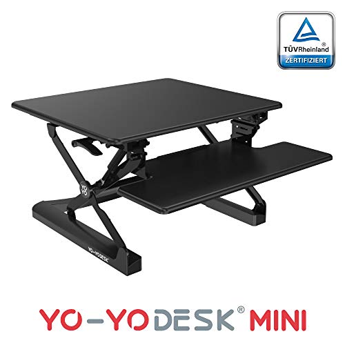Yo-Yo DESK, Yo-Yo Desk MINI (BLACK) Height-Adjustable Standing Desk [68 cm Wide]. Superior sit-stand solution suitable for all workstations