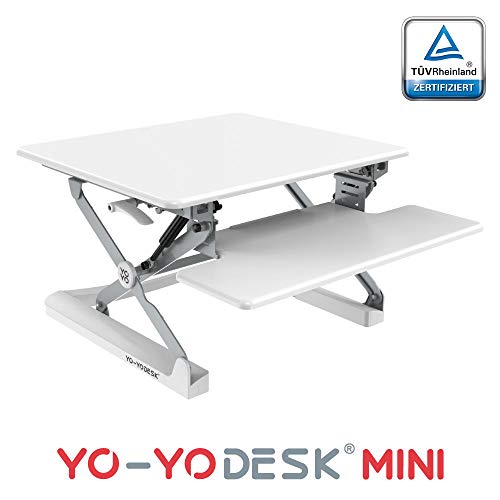 Yo-Yo DESK, Yo-Yo Desk MINI (WHITE) Height-Adjustable Standing Desk [68 cm Wide]. Superior sit-stand solution suitable for all workstations