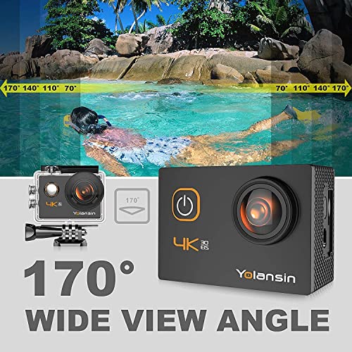 Yolansin, Yolansin Action Camera 4K 30fps / 60fps 20mp Wifi 40m Waterproof Underwater Camera Ice Sport Camera with 170 ° wide angle HD-DV
