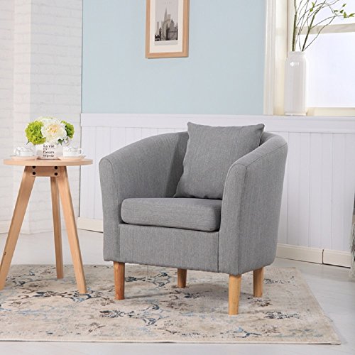 The Home Garden Store, York Fabric Tub Chair Armchair Dining Living Room Office Reception Light Grey