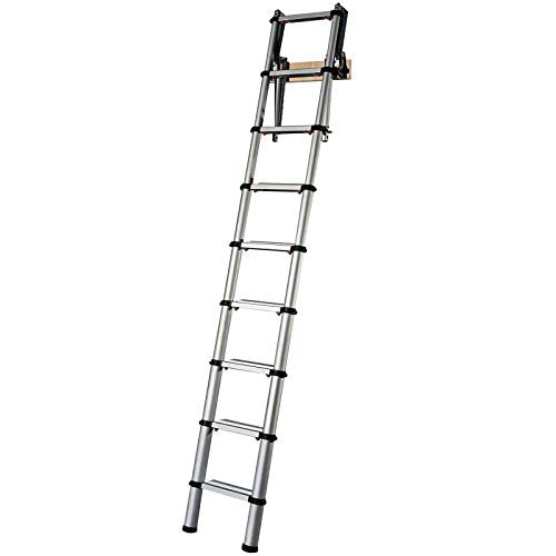 YOUNGMAN, Youngman 301000 Telescopic Loft Ladder Aluminium 2.6 Metres / 8.53 Feet, Silver, 86 x 48 x 12 cm