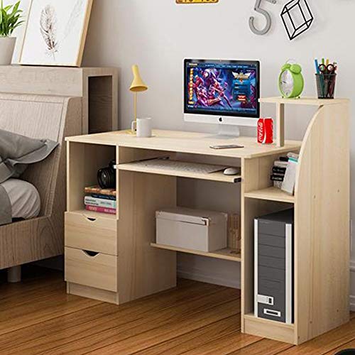 Youyijia, Youyijia Computer Desk Wooden Laptop Table Assemblable Study Desk with Keyboard Tray 2 Drawers for Bedroom Living Room Study Office