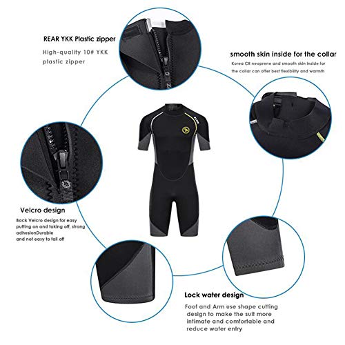 ZCCO, ZCCO Men's Wetsuits 1.5/3mm Premium Neoprene Back Zip Shorty Dive Skin for Spearfishing,Snorkeling, Surfing,Canoeing,Scuba Diving Suits (1.5MM, XXXXL)