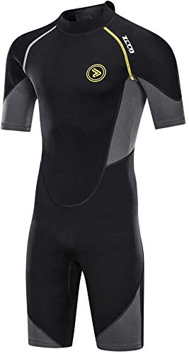 ZCCO, ZCCO Men's Wetsuits 1.5/3mm Premium Neoprene Back Zip Shorty Dive Skin for Spearfishing,Snorkeling, Surfing,Canoeing,Scuba Diving Suits (1.5MM, XXXXL)