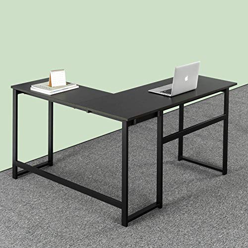 ZINUS, ZINUS Luke 135 cm Black Metal Corner Desk | L-Shaped Computer Desk | Office Desk | Easy, Bolt Free Assembly