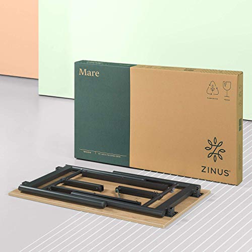 ZINUS, ZINUS Mare 119 cm Black Metal Folding Desk with Water Resistant Finish | Multipurpose Folding Table | Office Workstation | Zero Assembly