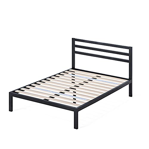 ZINUS, ZINUS Mia Modern 36 cm Metal Platform Bed Frame with Headboard | Wood Slat Support | Easy Assembly | Under Bed Storage | King | Black