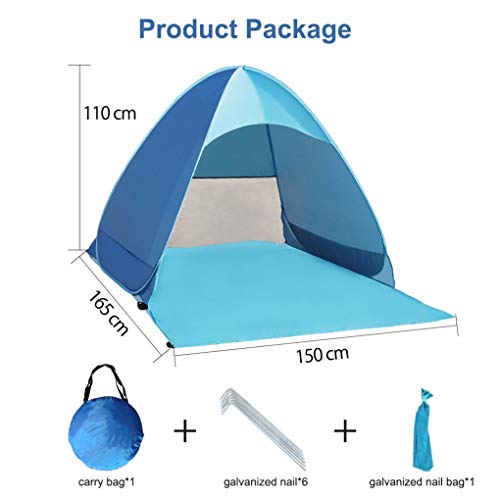 Zenoplige, Zenoplige Pop Up Tent, Beach Camping Tent Foldable Outdoor UV Lightweight Waterproof tent as Sun Shelter Children Family and Dog on Garden, Beach (Blue)
