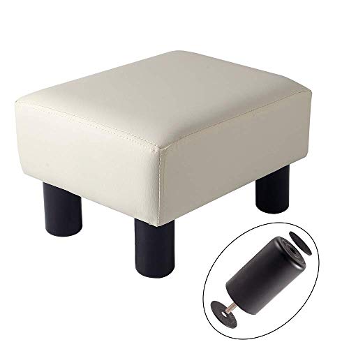 scriptract, scriptract 6" Small Footstool PU Leather Ottoman Footrest Modern Home Living Room Bedroom Rectangular Stool with Padded Seat (ivory)