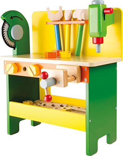 Legler, small foot 1538 Workbench "Christian" made of wood, wooden toys incl. screws, nuts and perforated boards, from 3 years old
