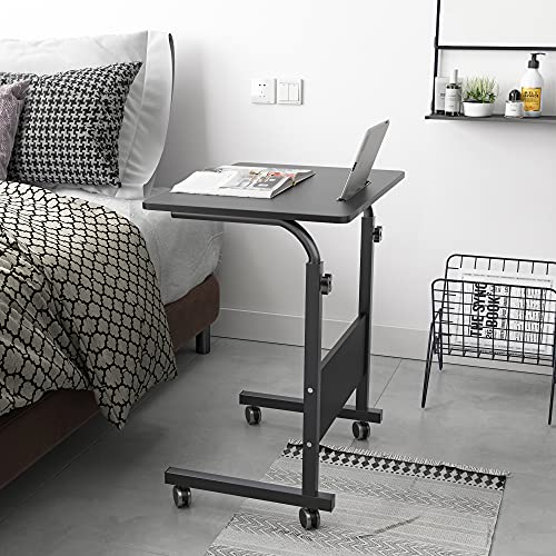 soges, soges Adjustable Lap Table with Slot Mobile Laptop Computer Stand Bedside Table Portable Side Table for Bed Sofa, Black 05#3-60BK