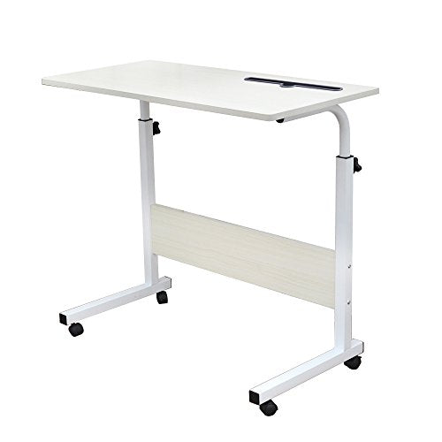 sogesfurniture, sogesfurniture 80 * 40cm Adjustable Height Laptop Table with Tablet Slot, Mobile Computer Stand Desk Portable Side Table for Bed Sofa