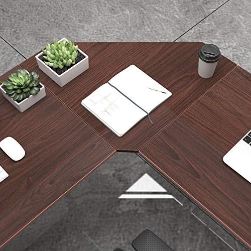 sogesfurniture, sogesfurniture Computer Desk L-Shaped Corner Desk Computer Workstation Large PC Laptop Table Study Table Gaming Desk for Home and Office, 150 + 150CM, Walnut LD-Z01WA-BH