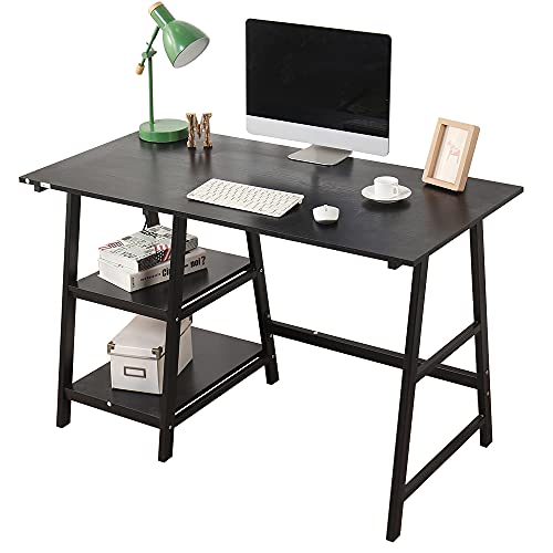 sogesfurniture, sogesfurniture Computer Desk Office Workstation Desk Study Writing Table PC Laptop Table with Steel Frame and 2 Shelves for Ample