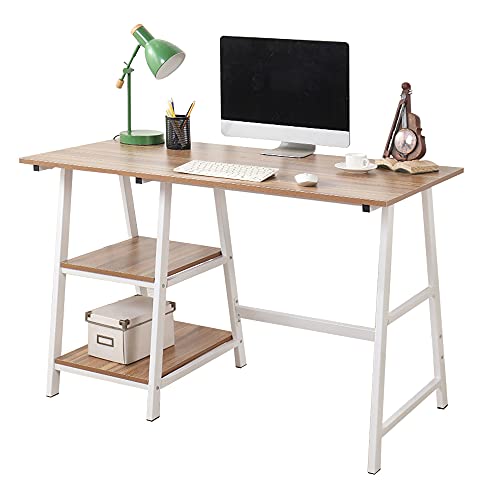sogesfurniture, sogesfurniture Computer Desk Office Workstation Desk Study Writing Table PC Laptop Table with Steel Frame and 2 Shelves