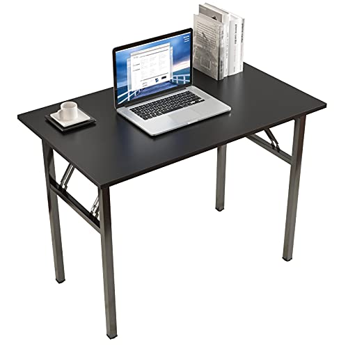 sogesfurniture, sogesfurniture Folding Table Office Study Writing Desk Workstation Dining Table, No Install Needed, 100x60x75cm, Black BHEU-LP-AC5BB-100