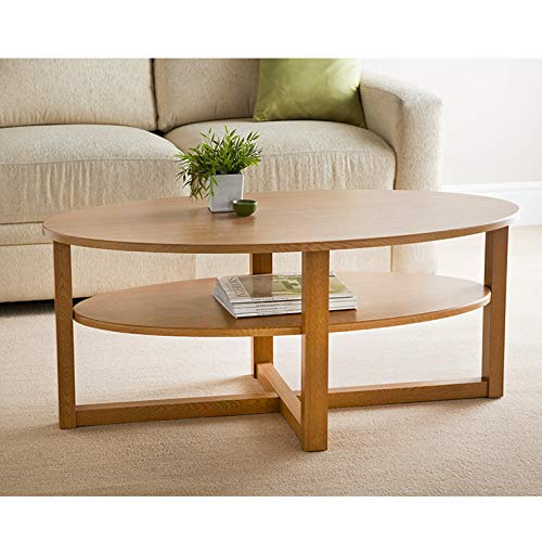 spot on dealz, spot on dealz Wood Oak Finish Oval Shaped Coffee Table With Under shelf