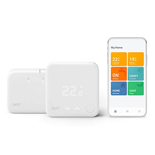 tado°, tado° Wireless Smart Thermostat Starter Kit V3+ with Hot Water Control, works with Alexa, Siri & Google Assistant - Improved