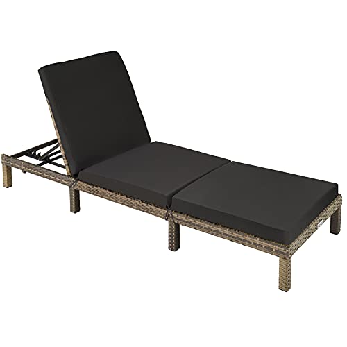 TecTake, tectake 403686 Rattan day bed sun lounger recliner garden furniture (Nature)