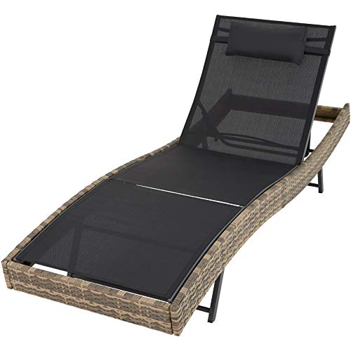 TecTake, tectake 800315 Rattan day bed sun canopy lounger recliner garden furniture