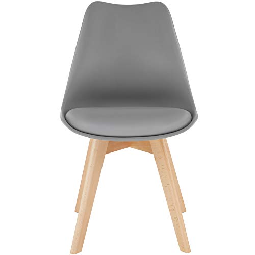 TecTake, tectake 800853 Dinning Chairs in Scandinavian Design, Stable with Solid Wood Legs and Padded Seat (Gray)