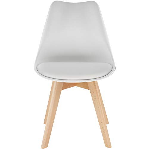 TecTake, tectake 800853 Dinning Chairs in Scandinavian Design, Stable with Solid Wood Legs and Padded Seat (White)