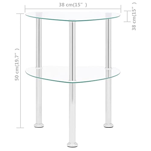 vidaXL, vidaXL 2-Tier Side Table Living Room Furniture Home Decor Accent End Sofa Couch Tea Table Telephone Plant Stand Transparent Tempered
