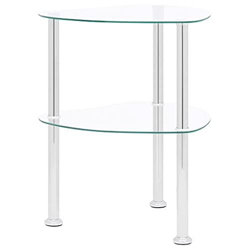 vidaXL, vidaXL 2-Tier Side Table Living Room Furniture Home Decor Accent End Sofa Couch Tea Table Telephone Plant Stand Transparent Tempered