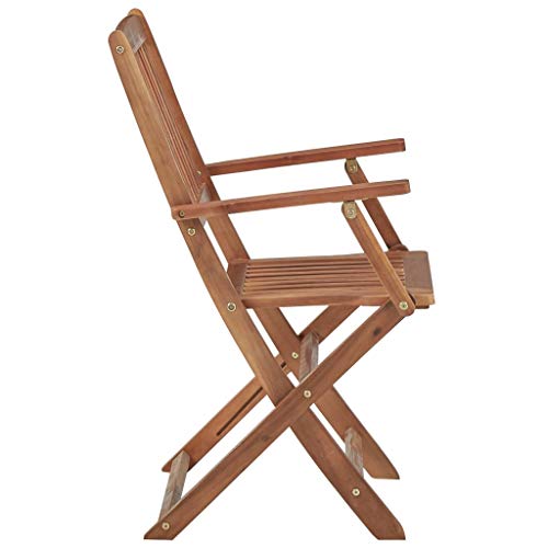 vidaXL, vidaXL 2x Solid Acacia Wood Folding Outdoor Chairs Garden Patio Balcony Backyard Terrace Picnic Foldable Dining Chairs Seats Furniture