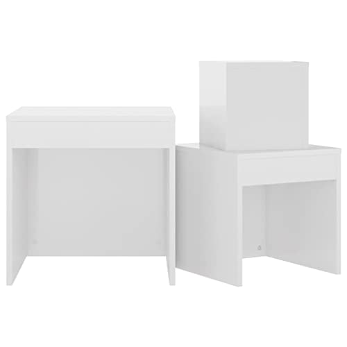 vidaXL, vidaXL 3x Nesting Tables Home Living Room Furniture Accessories Modern Accent Side End Sofa Table Nest of Table Unit Chipboard