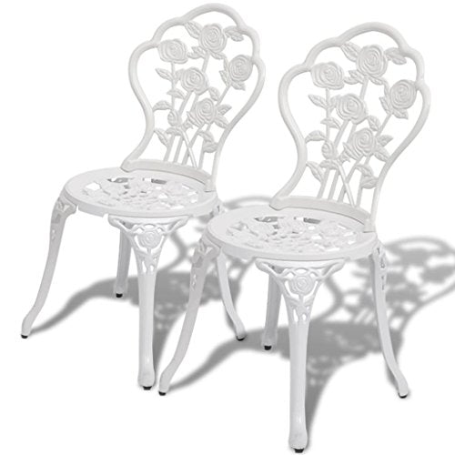 vidaXL, vidaXL Bistro Chairs 2 pcs White 41x49x81.5 cm Cast Aluminium