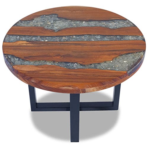 vidaXL, vidaXL Coffee Table End Side Teak Resin 60 cm Living Room Furniture Home Decor