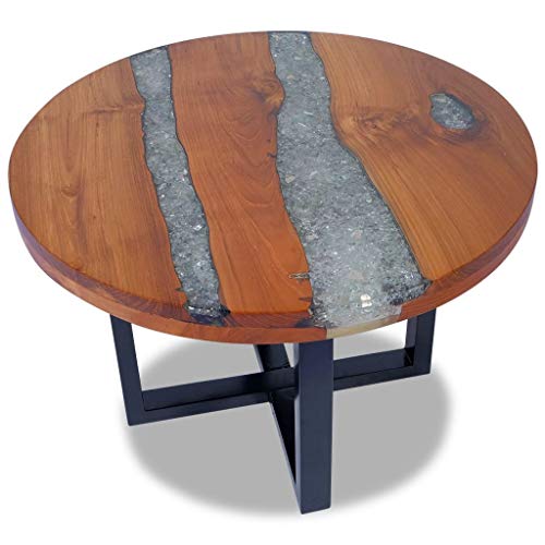 vidaXL, vidaXL Coffee Table End Side Teak Resin 60 cm Living Room Furniture Home Decor