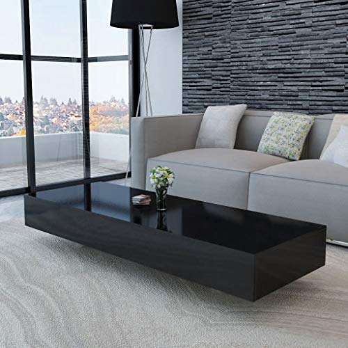 vidaXL, vidaXL Coffee Table High Gloss Black 115x55x31cm Modern Living Room Furniture