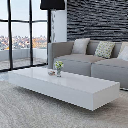 vidaXL, vidaXL Coffee Table High Gloss White 115x55x31cm Modern Living Room Furniture
