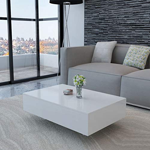 vidaXL, vidaXL Coffee Table High Gloss White 85x55x31cm Modern Living Room Furniture