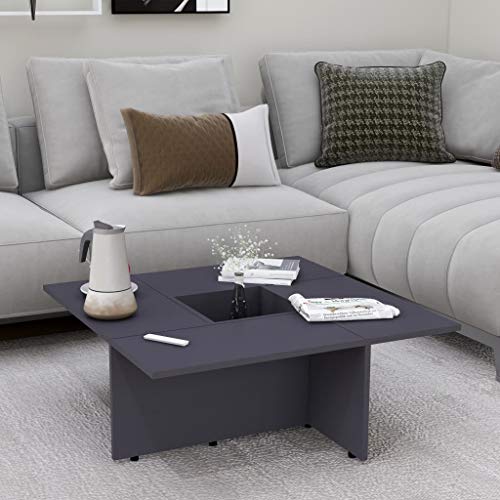 vidaXL, vidaXL Coffee Table Home Interior Living Room Furniture Accent Side Tea End Couch Sofa Laptop Snack Stand Grey 79.5x79.5x30cm