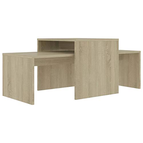 vidaXL, vidaXL Coffee Table Set Home Interior Living Room Furniture Accent Side Tea Couch Sofa Laptop Nesting Stand Grey 100x48x40cm Chipboard