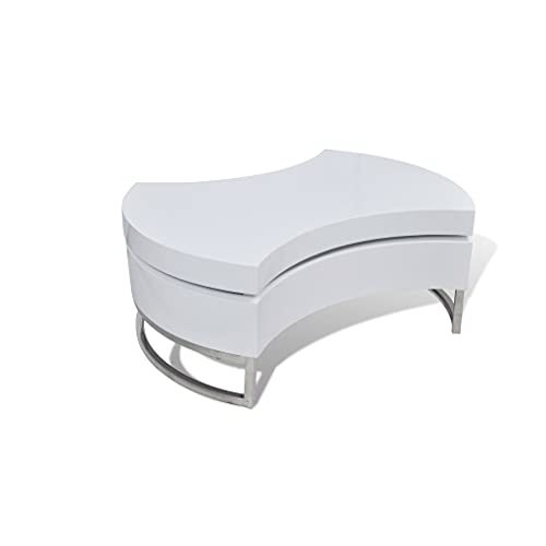 vidaXL, vidaXL Coffee Table Shape-adjustable High Gloss White Living Room Furniture