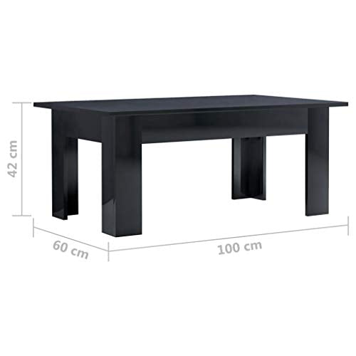 vidaXL, vidaXL Coffee Table Stylish Home Living Room Office Couch Sofa End Side Table Plant Stand Furniture High Gloss Black 100x60x42cm