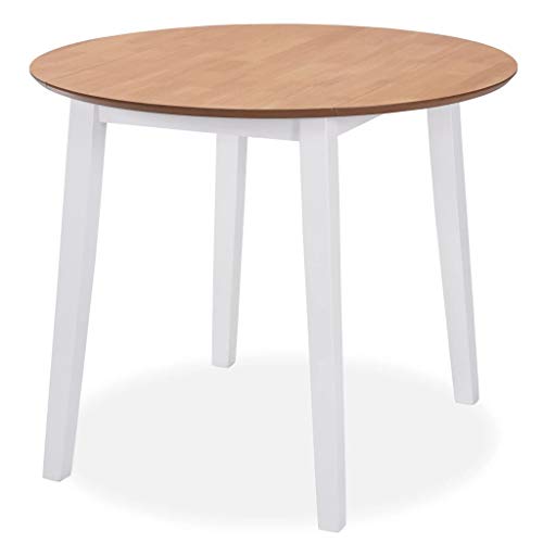 vidaXL, vidaXL Drop-Leaf Dining Table Round MDF White Space Saving Kitchen Furniture