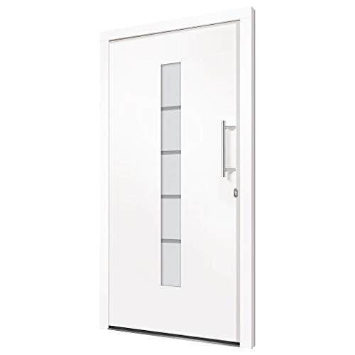 vidaXL, vidaXL Front Door 5-Way Safety Lock Adjustable Hinges Anti Theft Home Composite Front Entry Security External Door Aluminium and PVC White