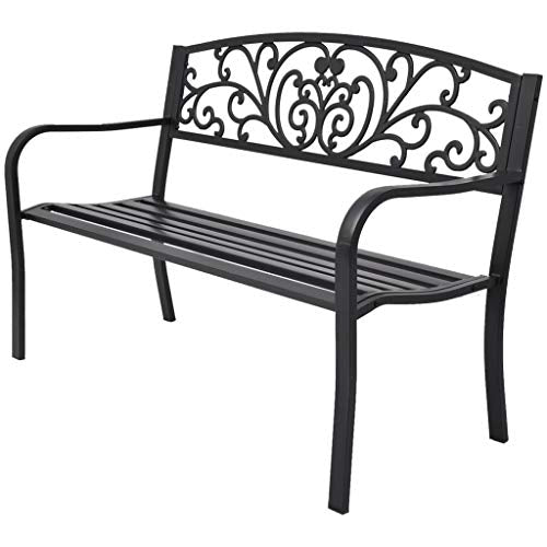 vidaXL, vidaXL Garden Bench Black Cast Iron Outdoor Garden Furniture Park Chair Seat