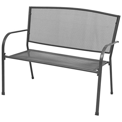 vidaXL, vidaXL Garden Bench with Armrests Steel Mesh 108x60x88 cm Patio Park Seat