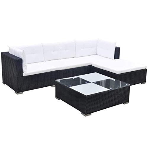 vidaXL, vidaXL Garden Lounge Set 14 Pieces Poly Rattan Black Outdoor Patio Sofa Seat