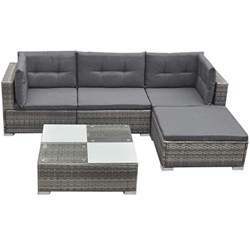 vidaXL, vidaXL Garden Lounge Set 14 Pieces Poly Rattan Grey Outdoor Patio Sofa Seat