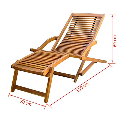 vidaXL, vidaXL Garden Outdoor Deck Chair Sunlounger Recliner with Footrest Foldable Acacia Wood