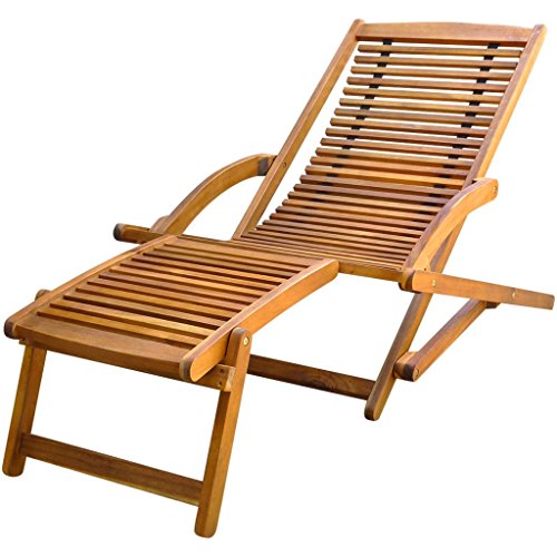 vidaXL, vidaXL Garden Outdoor Deck Chair Sunlounger Recliner with Footrest Foldable Acacia Wood