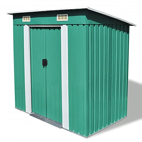 vidaXL, vidaXL Garden Shed Green Metal Outdoor Patio Storage Organiser House Cabin